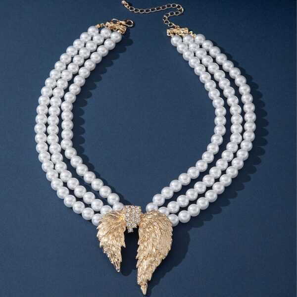 Retro Pearl Wings Multi-layer Necklace - Image 2