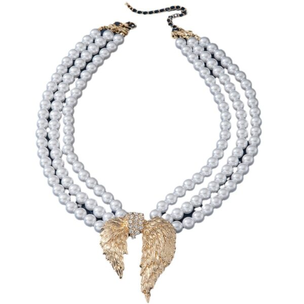 Retro Pearl Wings Multi-layer Necklace - Image 4